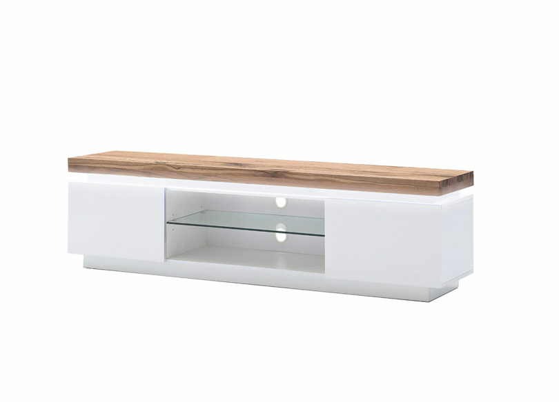 Meuble TV Led blanc & bois