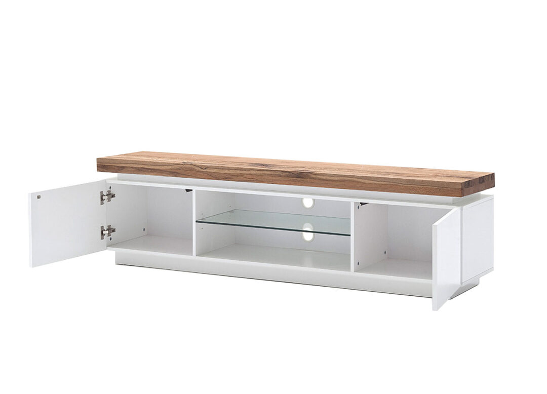 Meuble TV Led blanc & bois