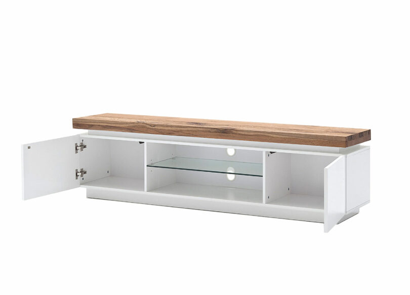 Meuble TV Led blanc & bois