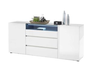 Buffet blanc laqué avec éclairage Led