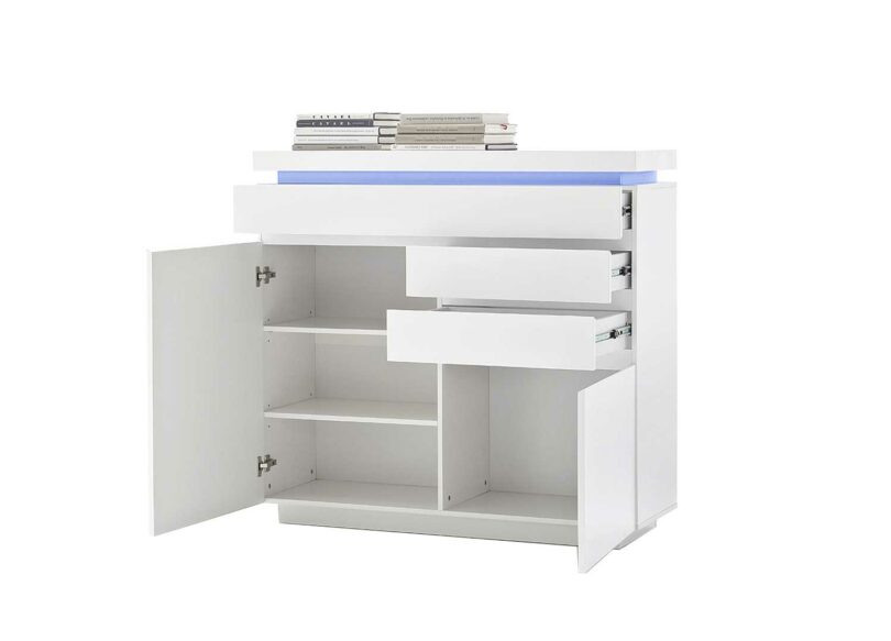 Commode blanc laqué Lumineuse