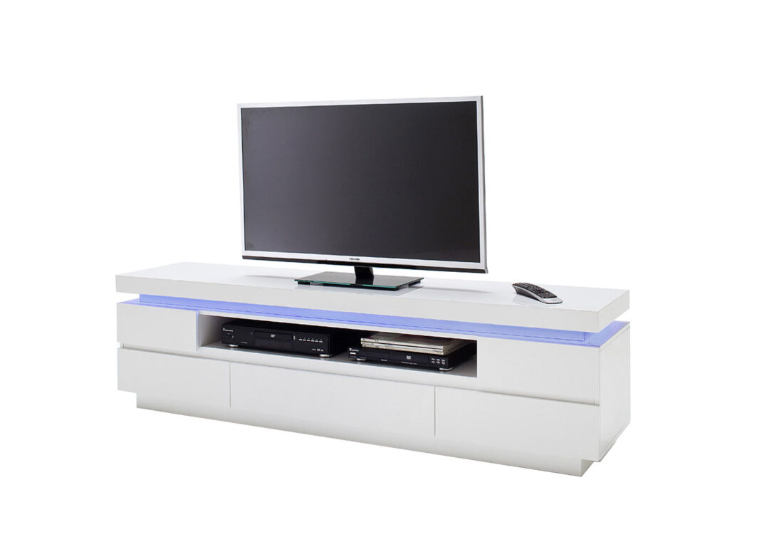 Meuble TV blanc laqué & Led rgb