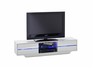 Meuble TV blanc design lumineux bleu