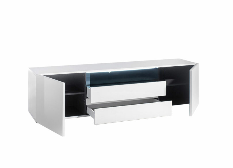 meuble tv moderne blanc et noir à led blanc