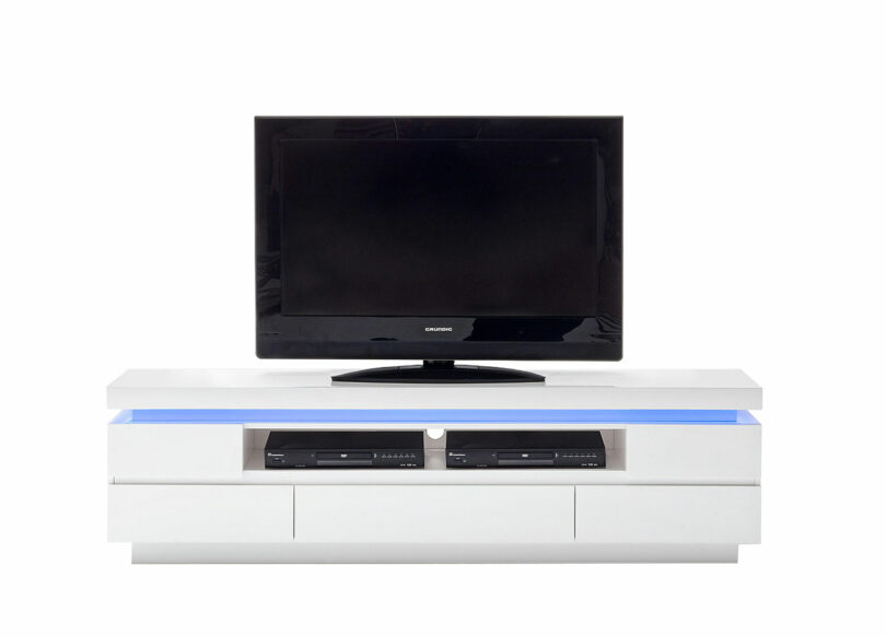meuble tv design blanc laqué à led rgb