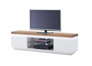 Meuble TV Led blanc & bois