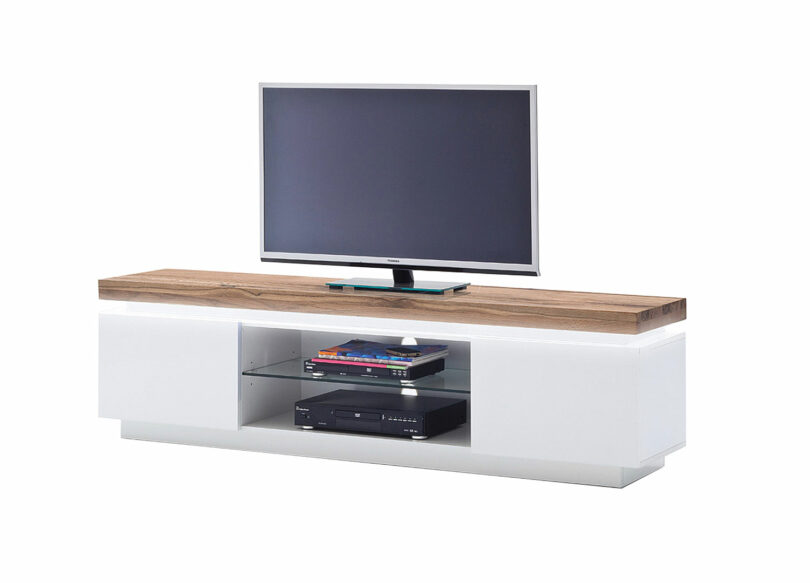 Meuble TV Led blanc & bois