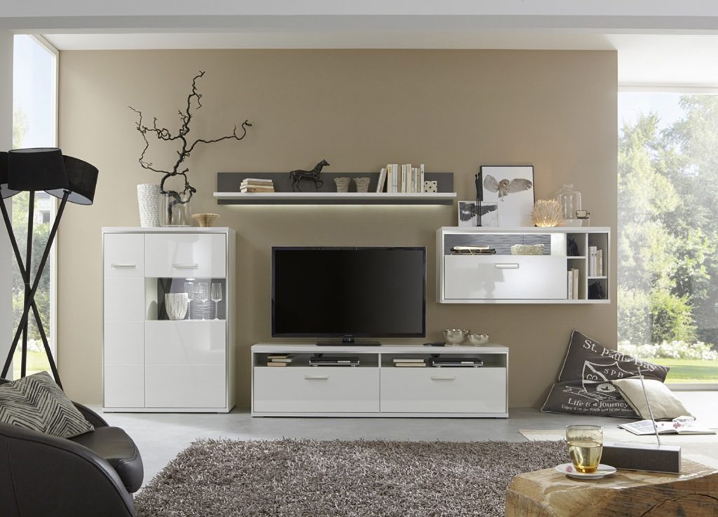 Meuble TV moderne blanc laqué