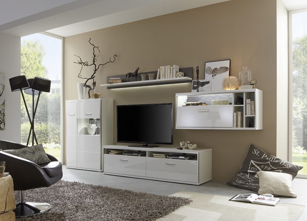 Meuble TV moderne blanc laqué