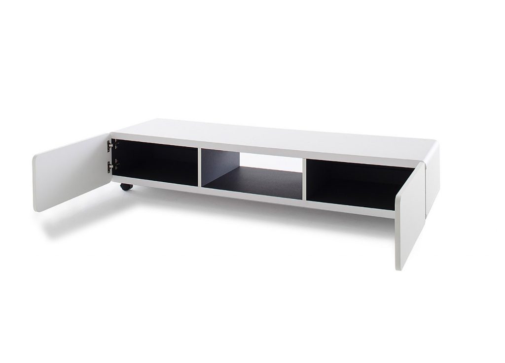 Meuble TV bas sur roulettes blanc & noir