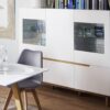Buffet haut vitré scandinave blanc & bois
