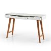 Table console blanc laqué mat & bois