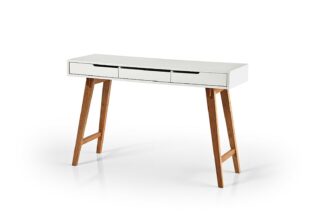 Table console blanc laqué mat & bois