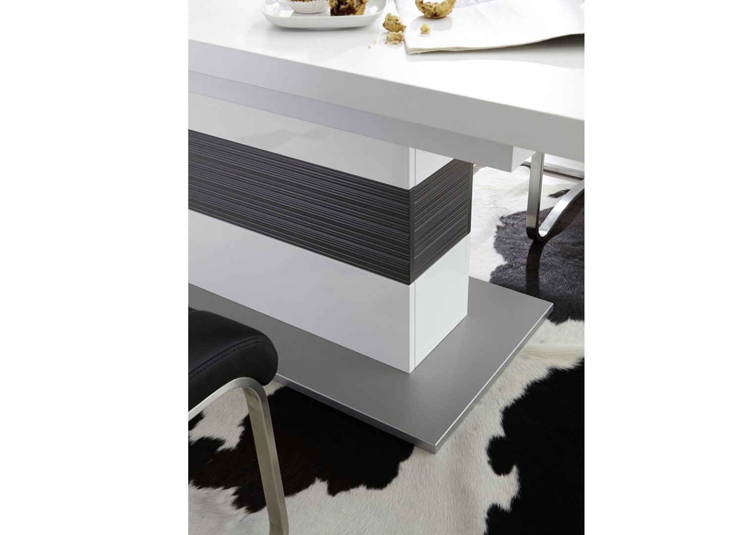 Table Blanche & grise rectangulaire avec rallonge