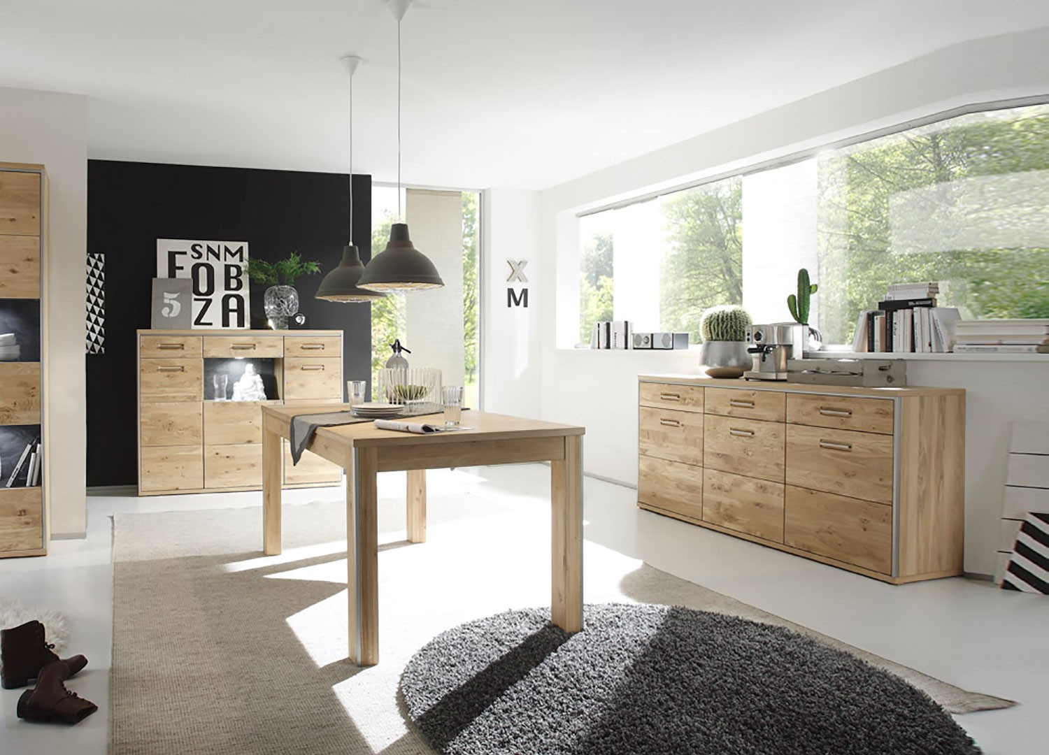 Salle à manger complète bois et rotin avec table extensible en chêne  Eatswood