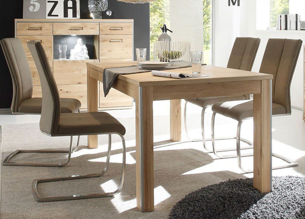 Table de repas moderne en bois chêne massif