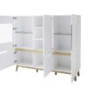 Buffet haut vitré scandinave blanc & bois
