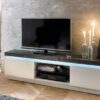 Meuble TV gris et blanc laqué avec LED