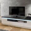 Meuble TV luminescence gris & blanc laqué