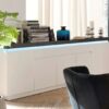 Buffet effet gris béton & blanc laqué