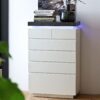 Commode haute à tiroir blanche et grise
