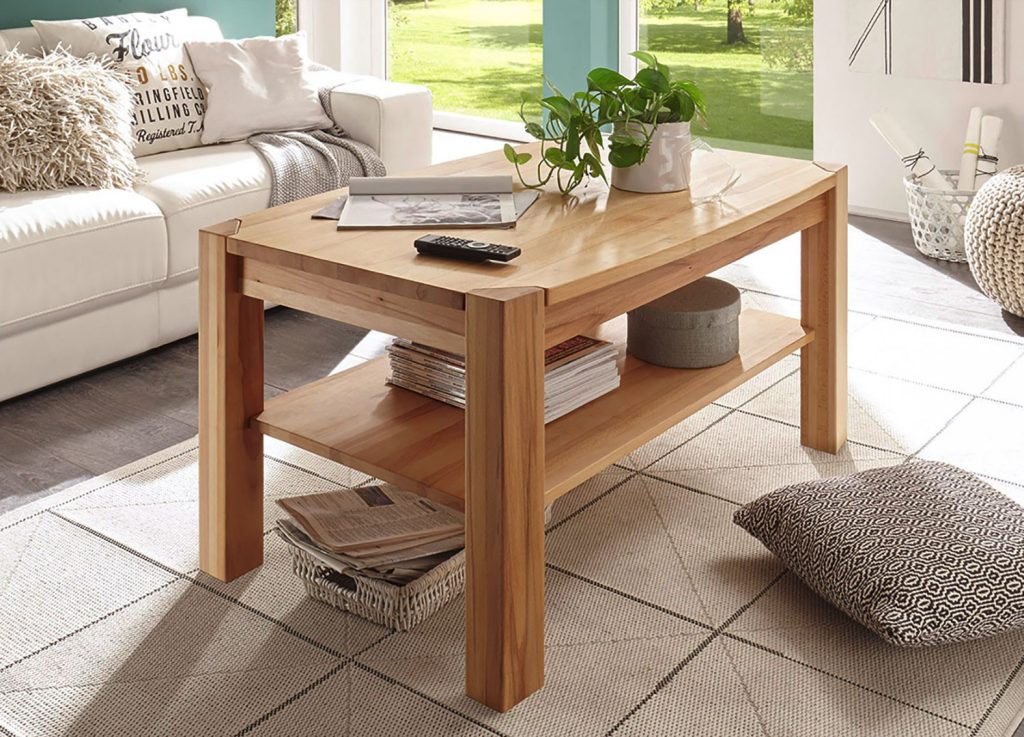 Table basse en bois massif rectangulaire