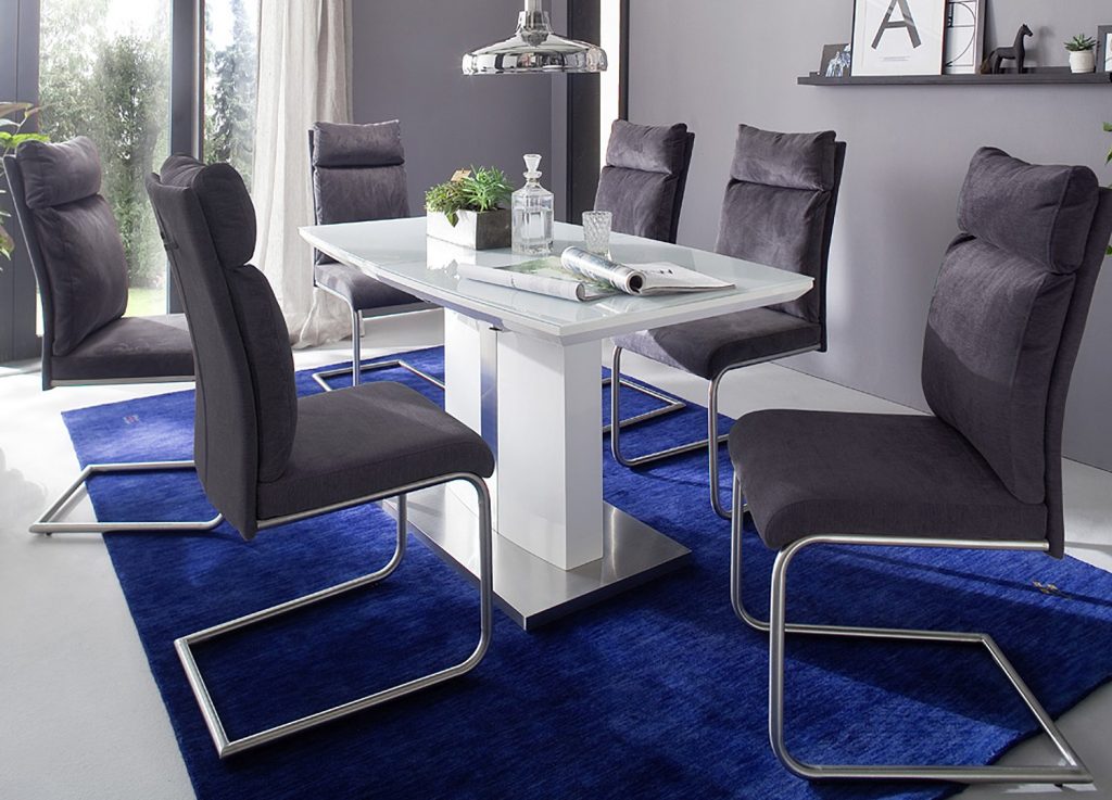 Table de repas blanche & verre blanc