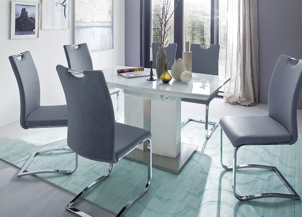 Table de repas blanche & verre blanc