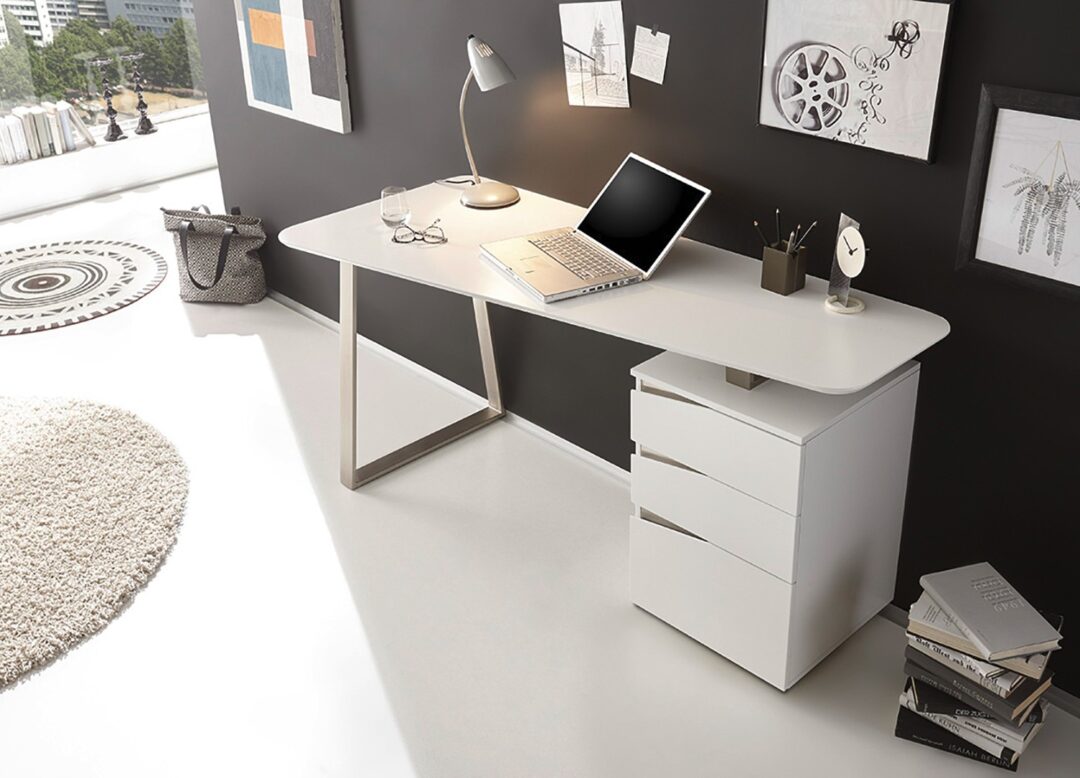 Bureau informatique blanc design