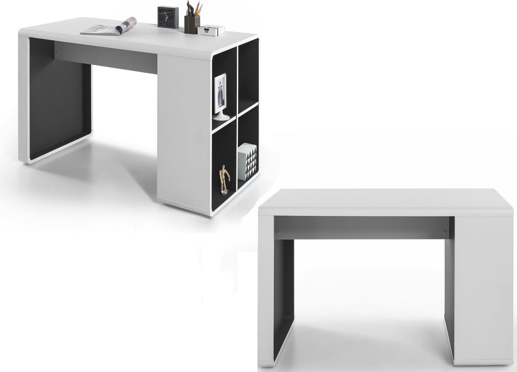 Bureau PC gris anthracite et blanc