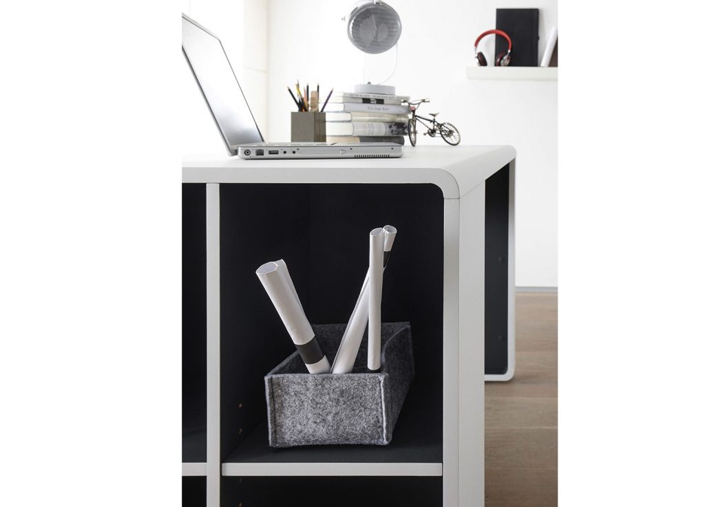 Bureau PC gris anthracite et blanc
