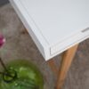 Table ordinateur portable blanc laqué mat & bois