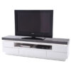 Meuble TV luminescence gris & blanc laqué