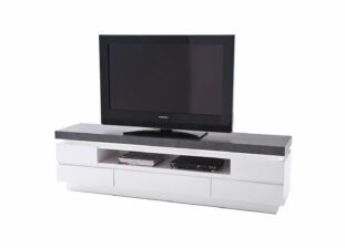Meuble TV luminescence gris & blanc laqué