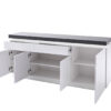 Buffet gris béton et blanc laqué à LED