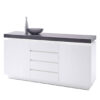 Buffet design blanc laqué & gris effet béton