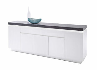 Buffet effet gris béton & blanc laqué