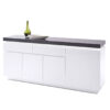 Buffet gris béton et blanc laqué à LED