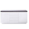 Buffet design blanc laqué & gris effet béton