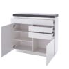 Commode gris béton & blanc laquée à LED