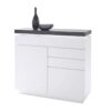 Commode gris béton & blanc laquée à LED