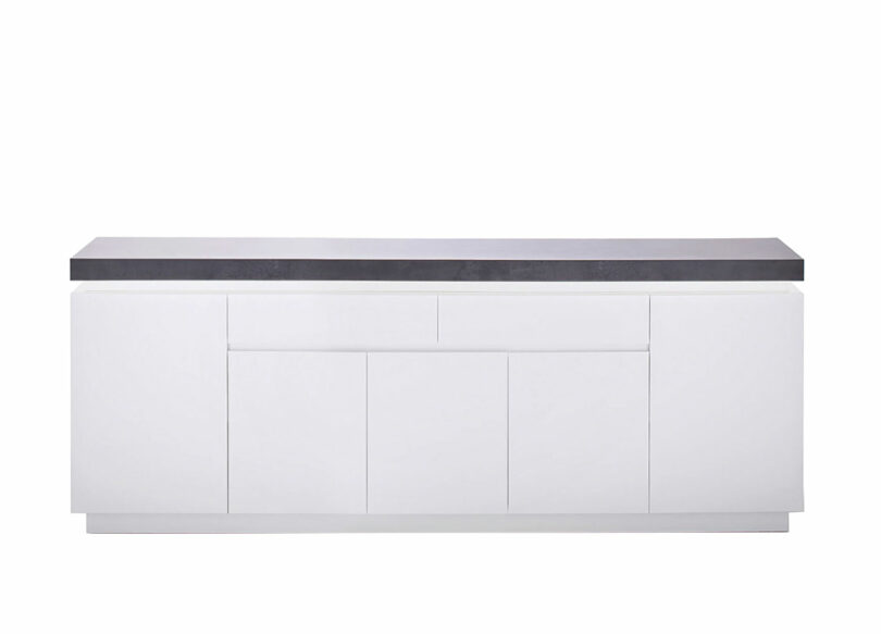 Buffet effet gris béton & blanc laqué