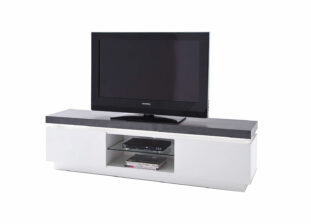 Meuble TV gris et blanc laqué avec LED