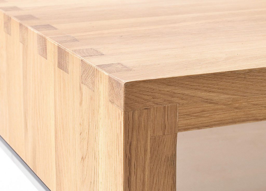 Table basse verre, bois et acier contemporaine
