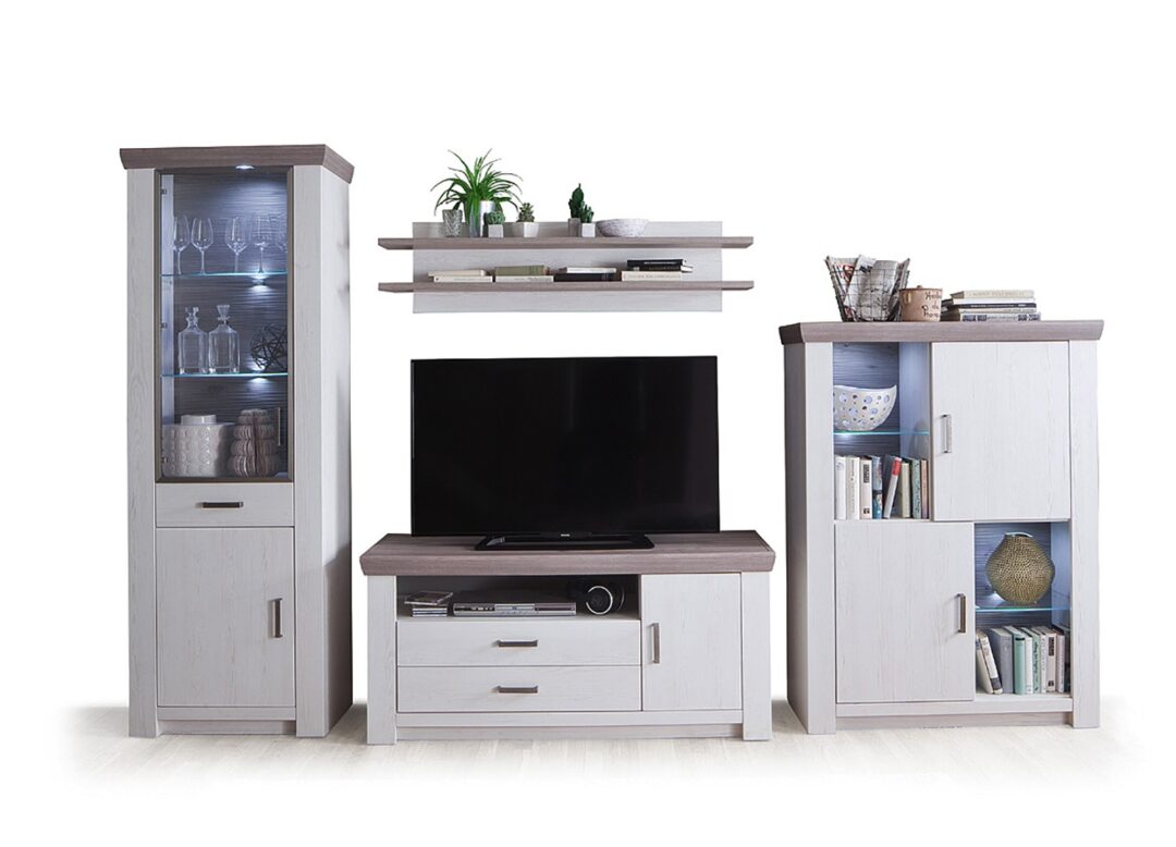 Ensemble TV bois blanc et chêne Nelson