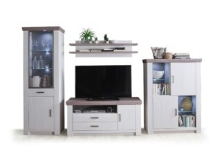 Ensemble TV bois blanc et chêne Nelson