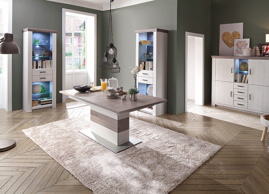 Table design avec rallonge intégrée