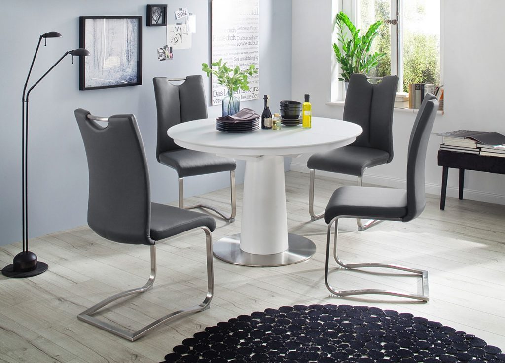 Table ronde avec rallonge pied central