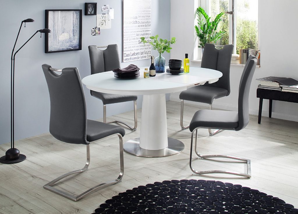 Table ronde avec rallonge pied central