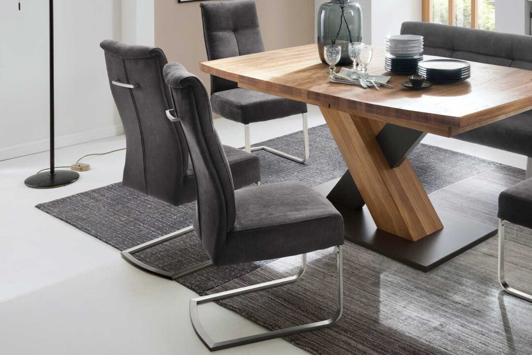 Chaise de séjour simili cuir gris